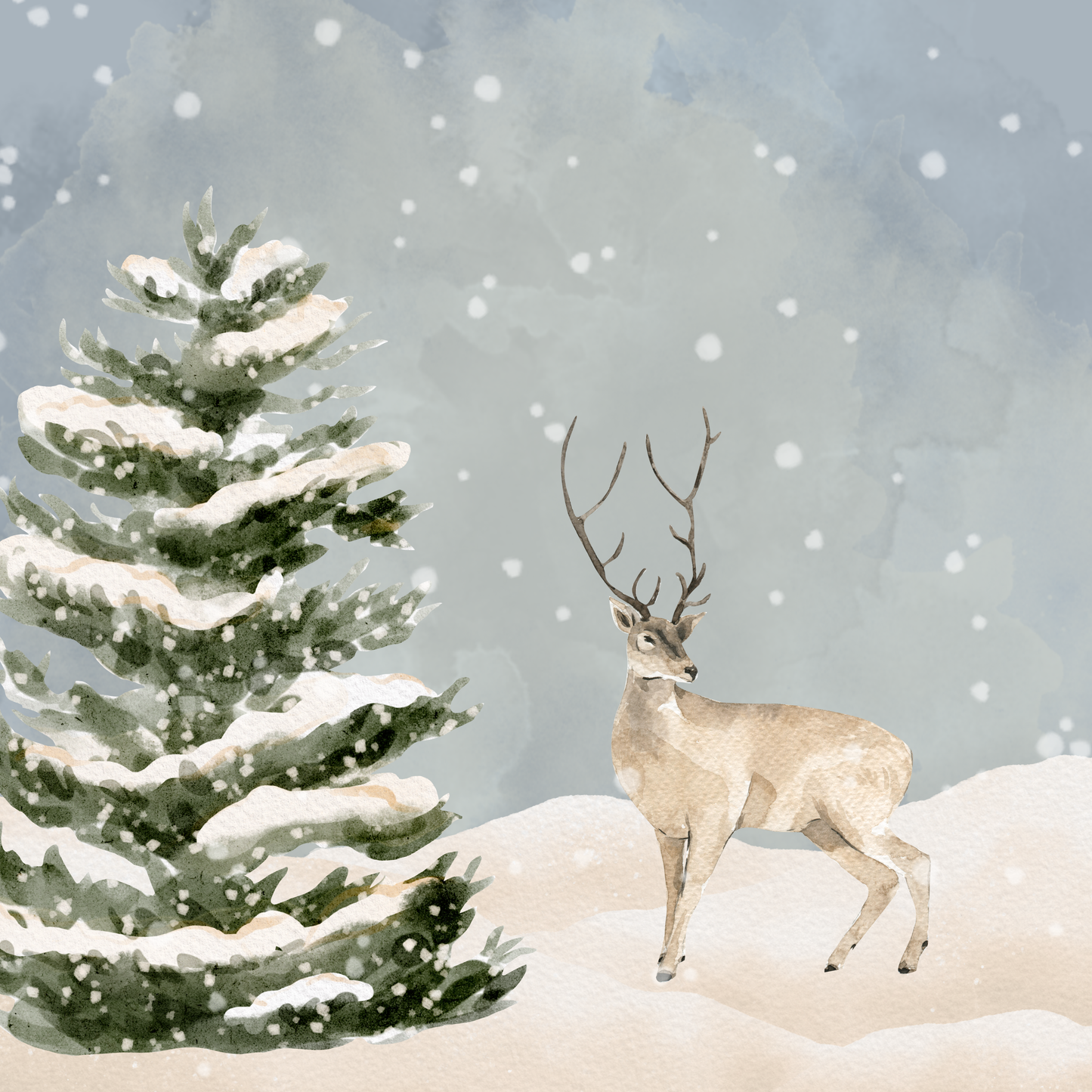 Snow Deer | Winter Greeting Card